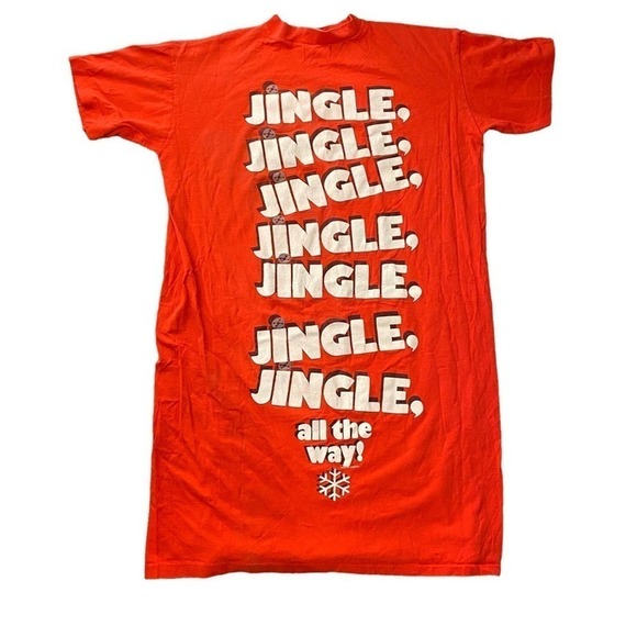 Vintage single stitch jingle all the way red sleepshirt christmas jammy dress - Picture 1 of 7